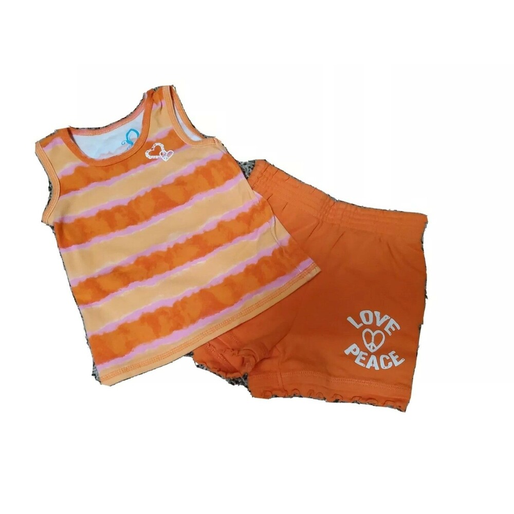 Girl's 2 piece 24 month 2t short set outfit The Children's Place orange
